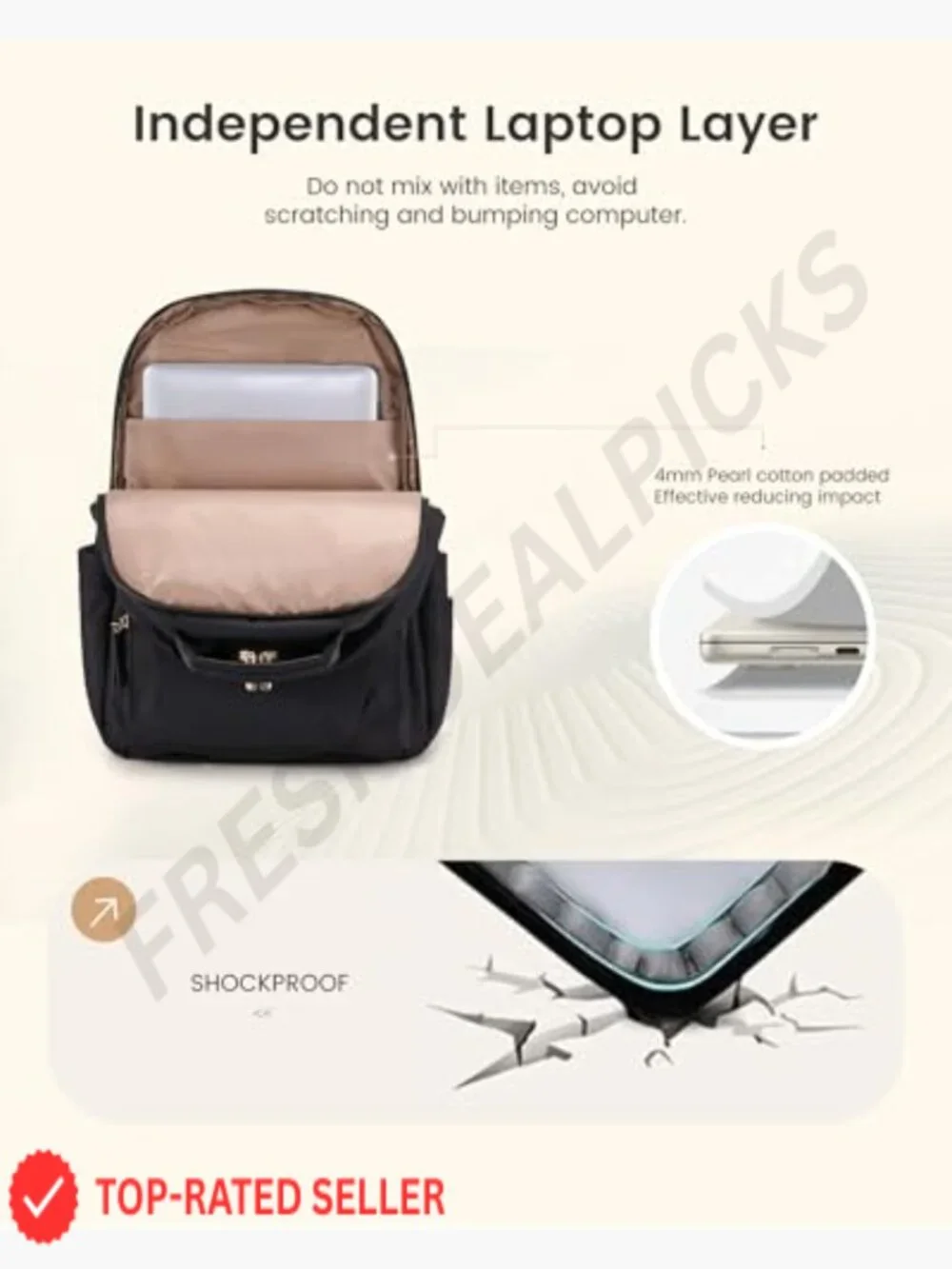 Laptop Backpack with Leather Trim & Tumbler Pockets, 15.6
